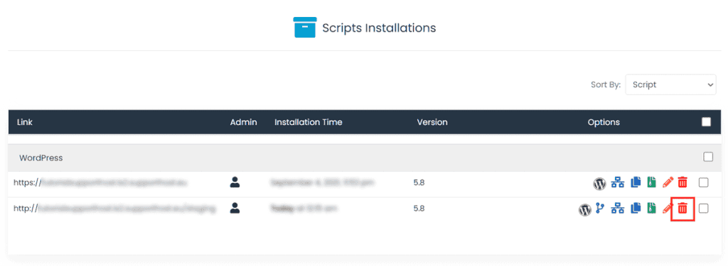 Delete Staging Site