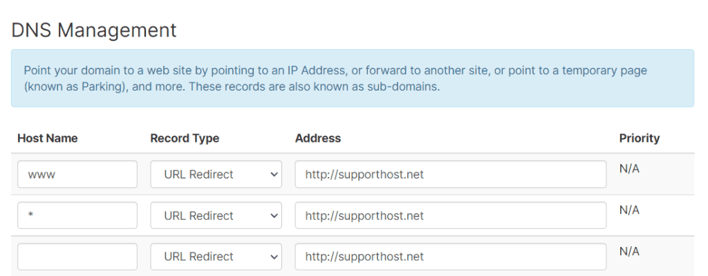 Dns Management Domain Redirect