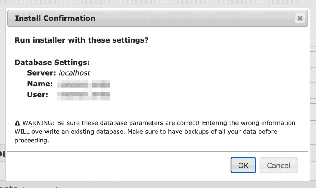 Duplicator Confirm Import Database