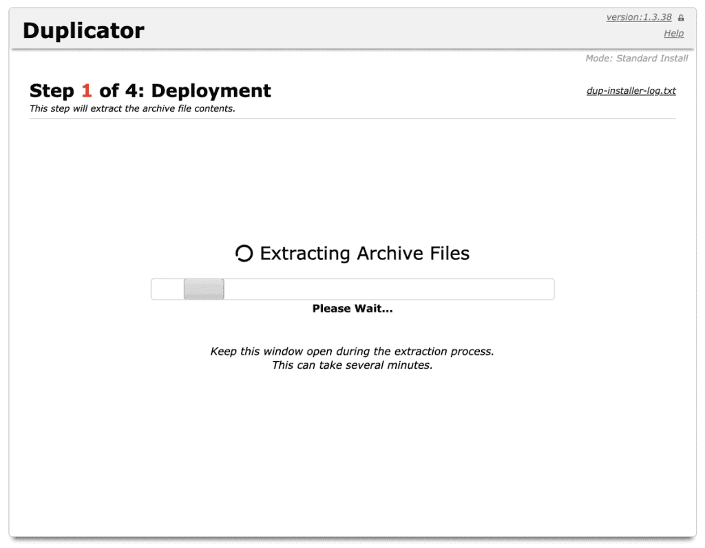 Duplicator Extracting Files