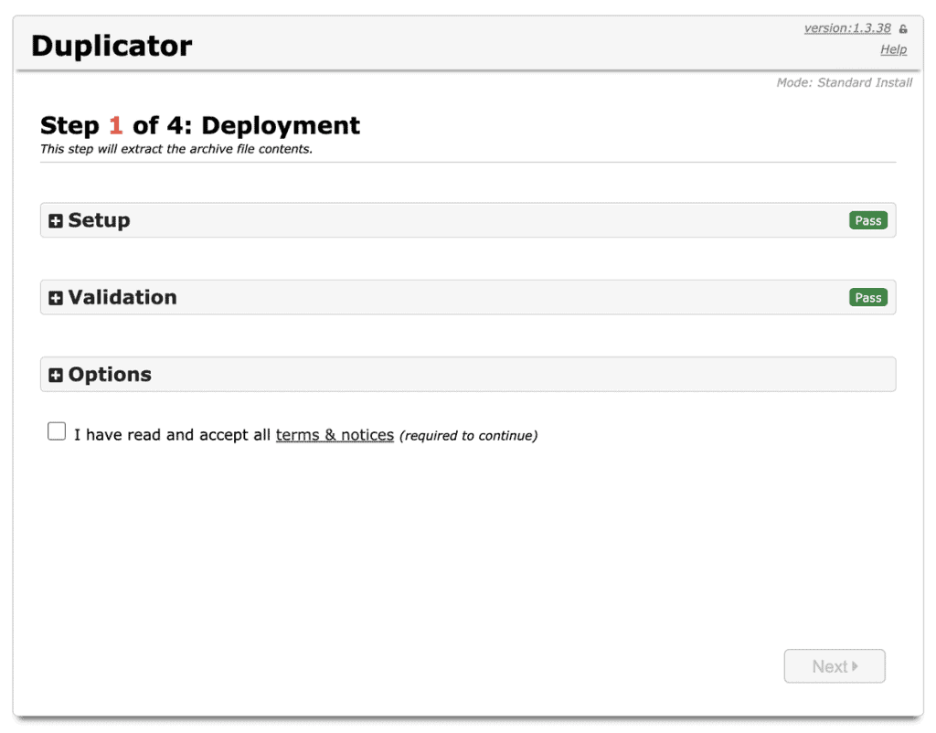 Duplicator Restore