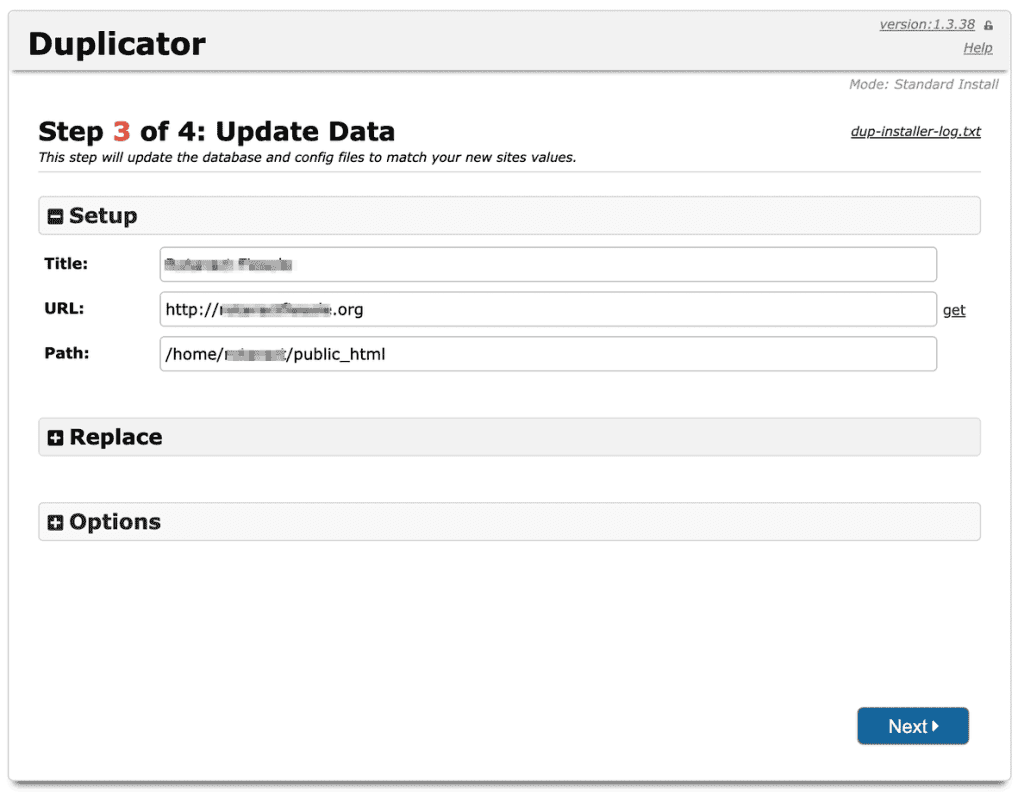 Duplicator Update Data