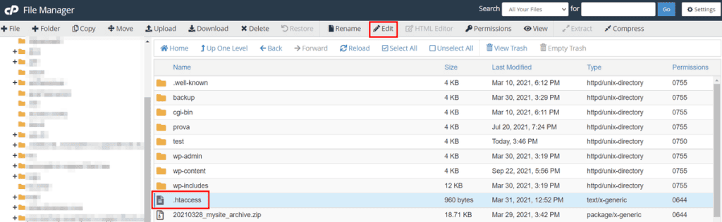 Edit Htaccess