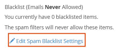 Edit Spam Blacklist Settings