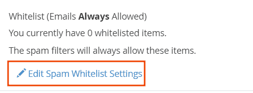 Edit Spam Whitelist Settings