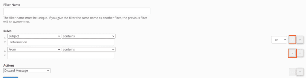 Email Filter Remove Rules