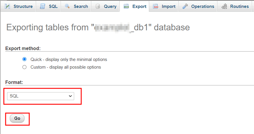 Export Database Format