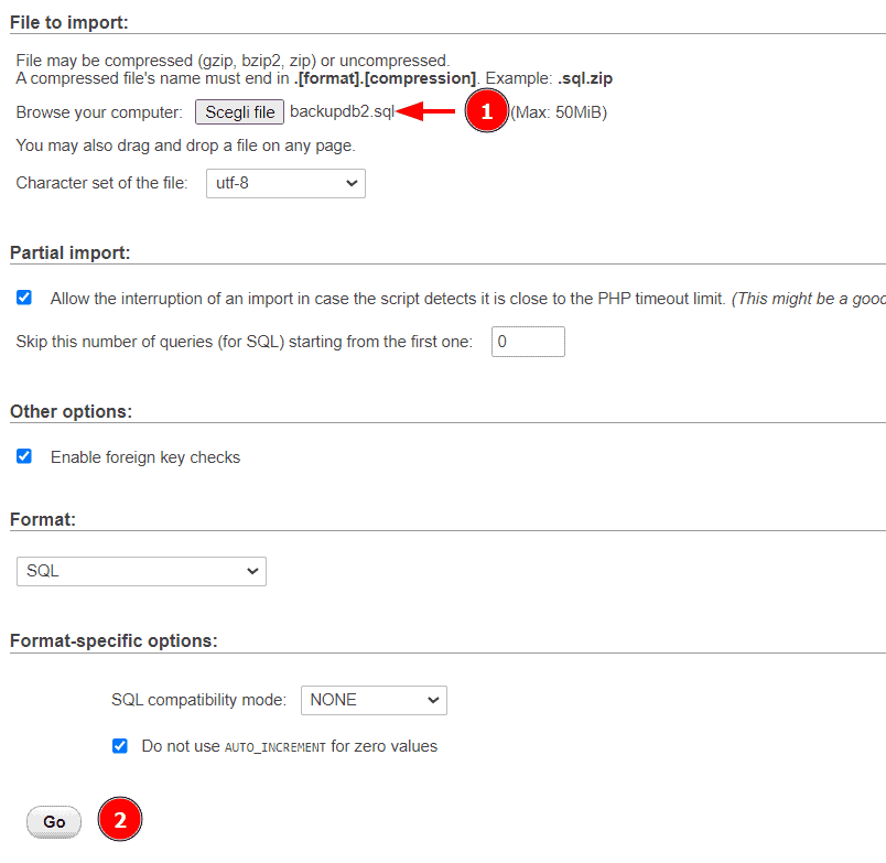 Import Database