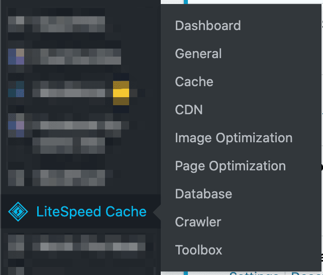 Litespeed Cache Admin Menu