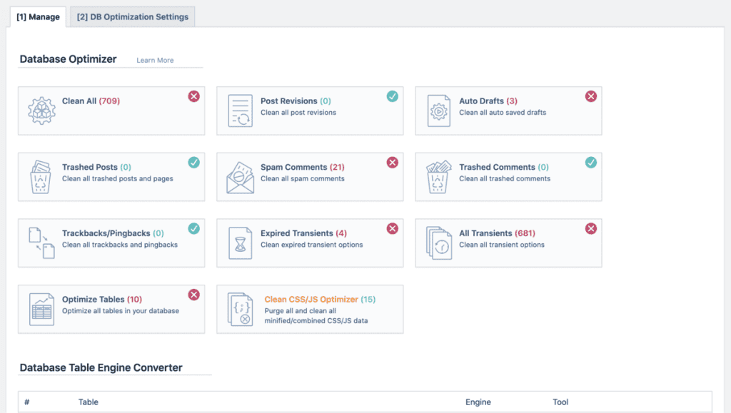 Litespeed Cache Database Manage