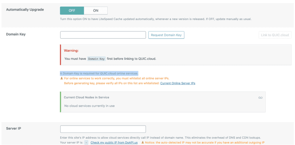 Litespeed Cache General Settings