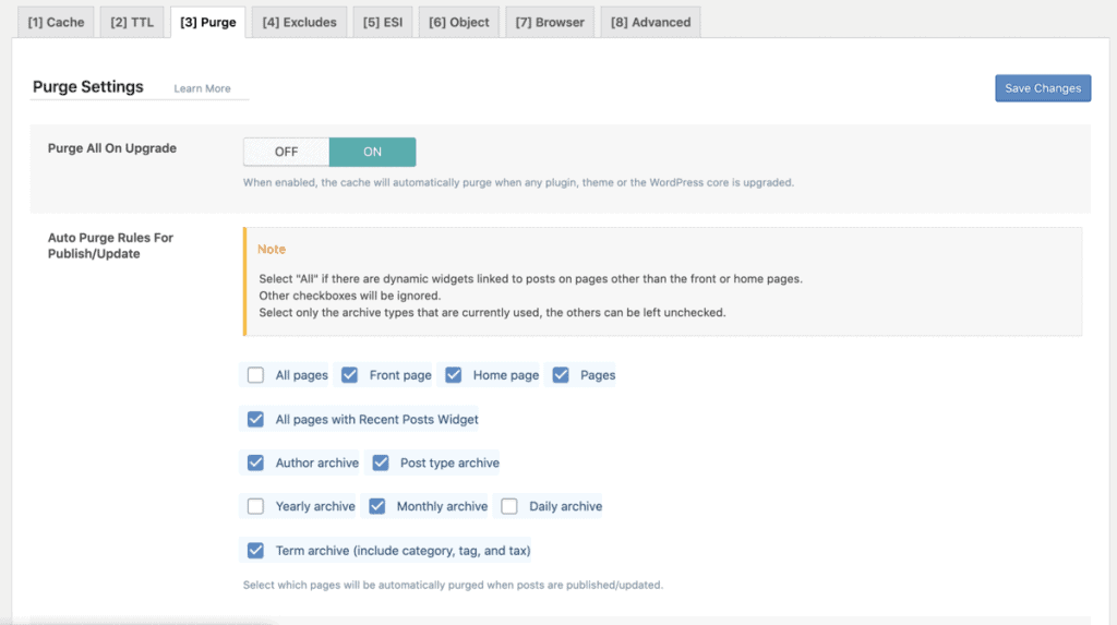 Litespeed Cache Purge Settings