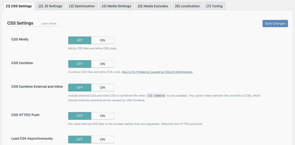 Litespeed Css Settings