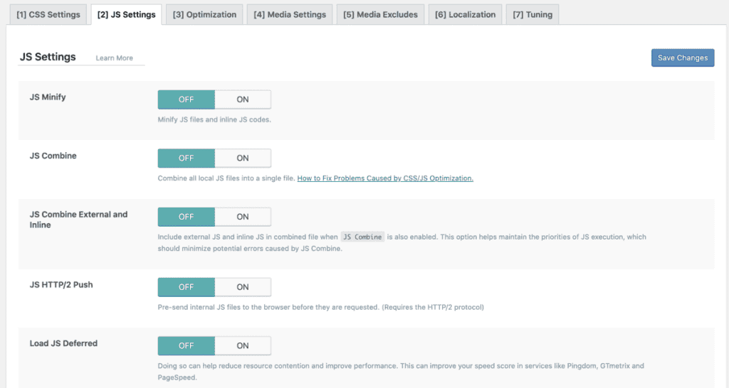 Litespeed Js Settings