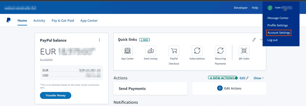 Paypal Account Settings