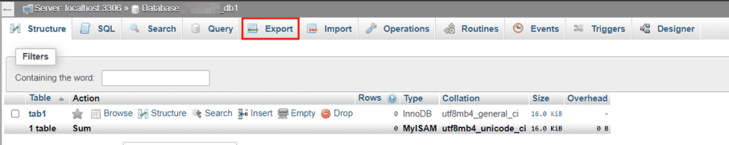 Phpmyadmin Export Databases