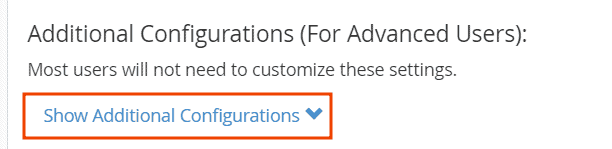 Show Additional Configurations
