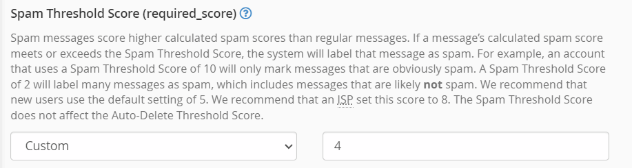 Spam Threshold Score Custom