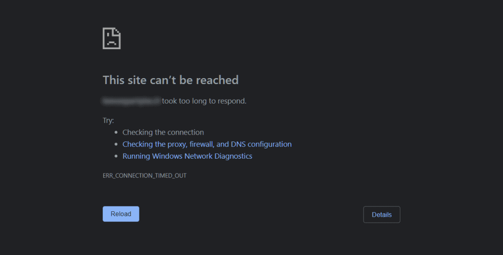 This Site Cant Be Reached Connection Timeout