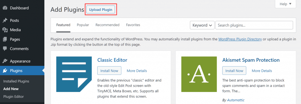 Wordpress Plugins Upload Plugin