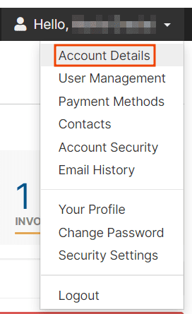 Client Area Account Details