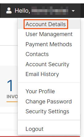 Client Area Account Details