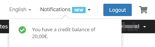 Client Area Credit Balance