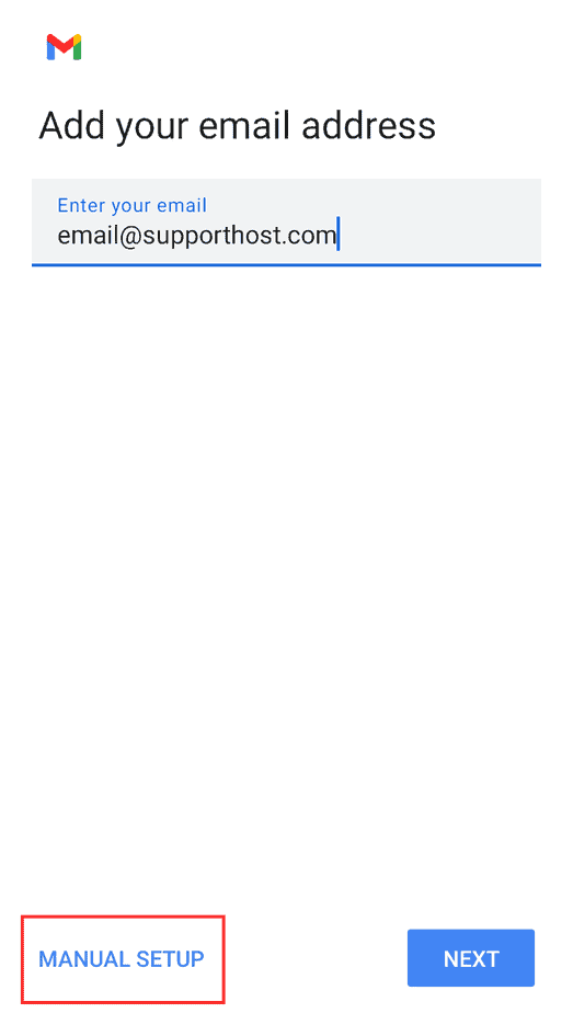 Email Client Android Manual Setup