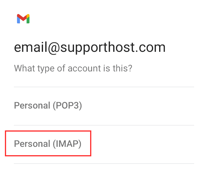 Email Client Android Select Imap Protocol