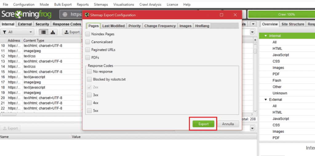 Export Sitemap Screaming Frog