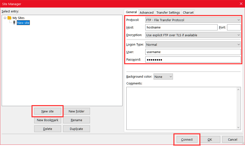 Filezilla Connect To A New Site