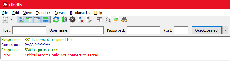 Filezilla Connection Error