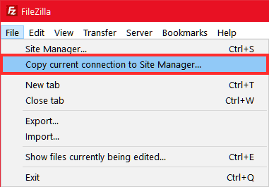 Filezilla Copy Current Connection To Site Manager