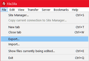 Filezilla Export