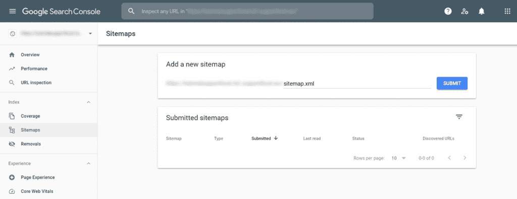 Google Search Console Add New Sitemap