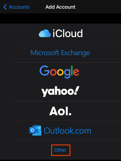 Iphone Mail Add Account Other