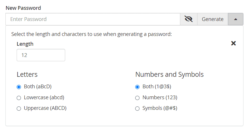 Length And Characters Generating Password