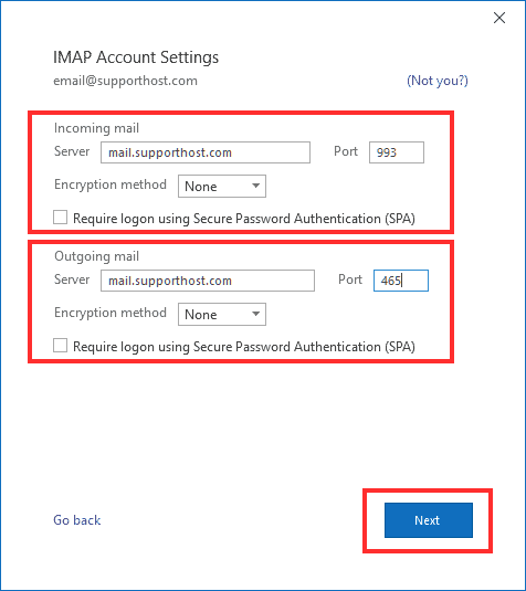 Outlook Imap Account Setting