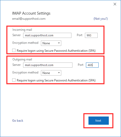 Outlook Imap Account Setting