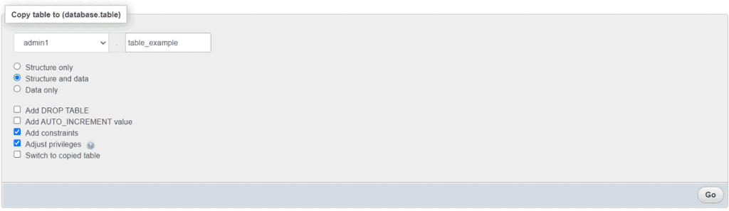 Phpmyadmin Copy A Table