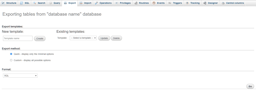 Phpmyadmin Export Database