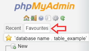 Phpmyadmin Favourites Tab