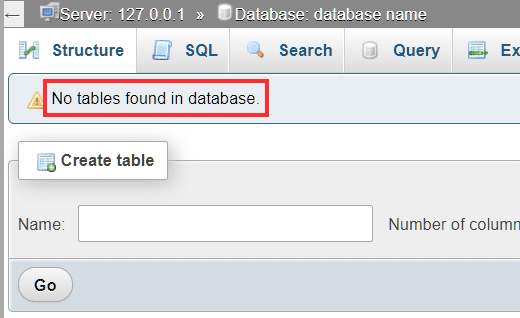 Phpmyadmin No Tables Found