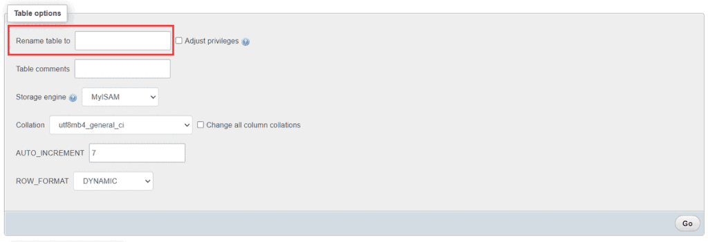 Phpmyadmin Rename A Table
