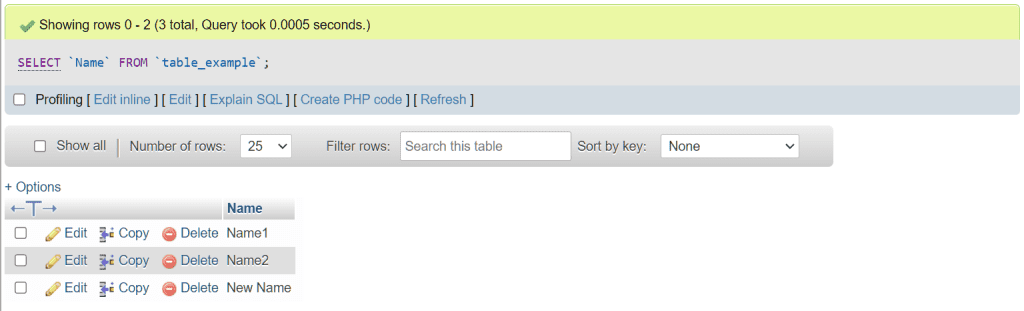 Phpmyadmin Sql Query Example