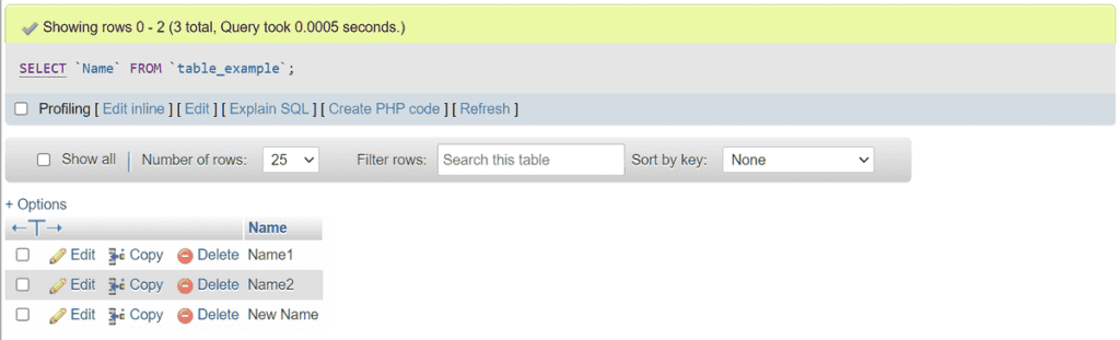 Phpmyadmin Sql Query Example