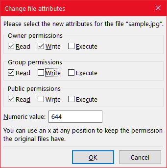 403 Error Change Filezilla Permissions