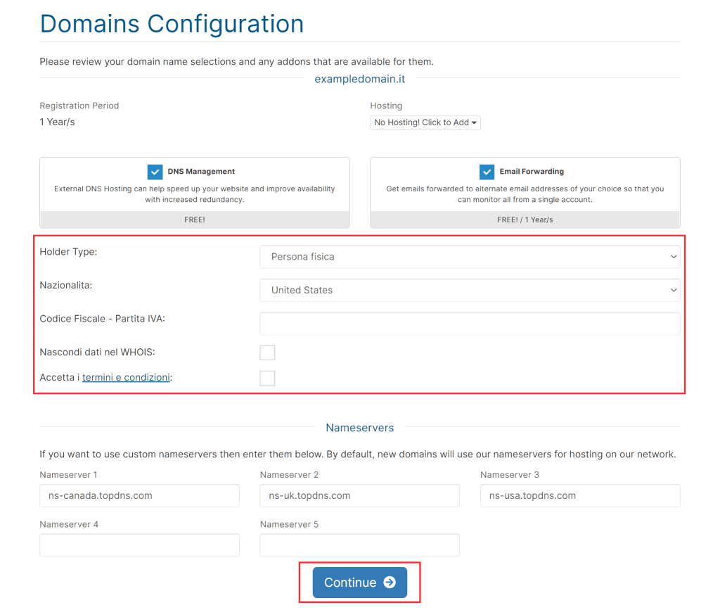 Available Domains Configuration