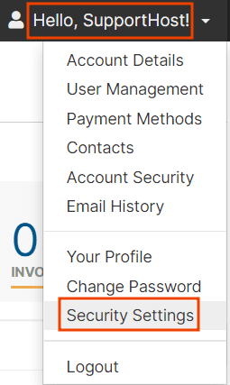 Client Area Security Settings