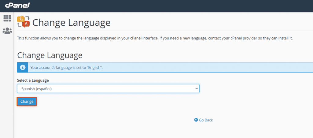 Cpanel Changing Language